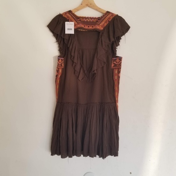 NEW Free People Day Glow Mini Boho Aztec Western Distressed Raw Dress Size Small - Picture 4 of 8